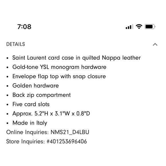 YSL Cassandre Quilted Leather Fragments Card  Holder - Picture 9 of 14